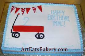 2nd Birthday Baby Shark Rectangle Cake Boy S Custom Butter Cream 2nd Birthday Cake With Red Wagon 1st Boy Birthday Happy Birthday Baby 2 Birthday Cake