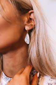 Mckenna Vintage Gold Small Drop Earrings In White Abalone Impressions Online Boutique Page 1