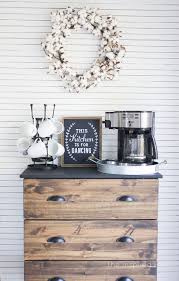 Simple and functional, place your mugs, machines and condiments on a rolling cart for easy access at all times. Diy Coffee Station Knockoffdecor Com
