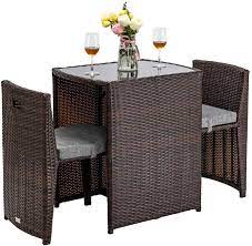 We also have sets on short lead time so you can be ready to enjoy the great british. Amazon Com Bonnlo 3 Pcs Outdoor Wicker Patio Set Rattan Bistro Set With Glass Top Table Cushioned Chairs Patio Convention Set Dining Table Set For Garden Yard Porch Space Saving Design Garden