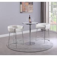Today the theme and venue was the same, but the scenery was much, much nicer. Chintaly Denise Cnt B M T Cs Wht Denise Counter Dining Set In White Glass Steel White Leatherette