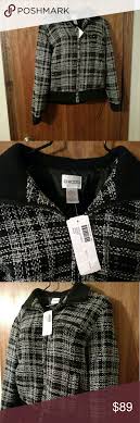 New Chicos Plaid Tweed Zip Bomber Jacket New With Tags