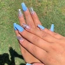 Jennifer Ruiz On Instagram Some Baby Blue Nails Butterflynails Summernails Cutenails Baby Blue Acrylic Nails Blue Acrylic Nails Blue Glitter Nails