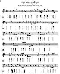 Super Mario Bros Theme Tin Whistle Music Notes Native American Flute