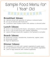 Sample Menu For One Year Old What Your Child Should Eat At