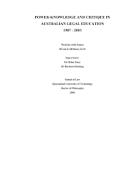 Pdf Power Knowledge And Critique In Australian Legal Education 1987 2003