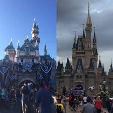 Two Disney Castles I Want To See Them All Disneyland And Magic Kingdom California And Florida D Disney World Pictures Disneyland Pictures World Pictures
