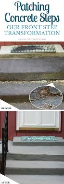 Concrete patios concrete front porch front walkway concrete steps diy concrete concrete floor stamped concrete walkway concrete overlay how to: Patching Concrete Steps Our Front Step Transformation Small Stuff Counts