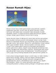 Seterusnya, langkah bagi mengurangkan kesan pemanasan global adalah dengan menanam pokok dengan lebih banyak. Kesan Rumah Hijau Docx Kesan Rumah Hijau Kesan Rumah Hijau Ialah Pemanasan Yang Berlaku Apabila Kepekatan Gas Gas Rumah Hijau Di Dalam Sesuatu Ruang Course Hero