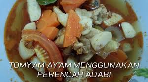 Kita tak payah fikir dah banyak lauk gitu. Resepi Tomyam Ayam Menggunakan Perencah Adabi Youtube