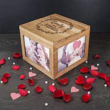 Personalized Wooden Photo Box For Couples 50th Anniversary Gifts Anniversary Gifts Wooden Photo Box