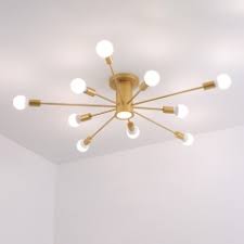 Mid Century Modern 10 Light Ceiling Light In Black Gold Ceiling Lights