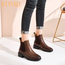 Classic ankle winter autumn black brown antislip rubber outsole cow leather men genuine womens chelsea leather boots. Chelsea Boots Women Genuine Leather 2020 Spring New British Style Fashion Short Boots Women Retro Ladies Martin Boots Ankle Boots Aliexpress