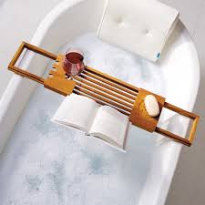 This teak bathtub caddy has ample space on both ends & will hold anything from votive candles, your smartphone or any of the additional trappings of a luxury bath while. Teak Bathtub Caddy Bed Bath Beyond Bathtub Caddy Bath Tray Bathtub Tray