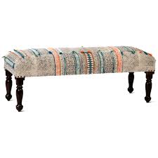 Modern upholstered form paired with one of our favorite rugs transforms this ottoman bench into a contemporary collectible in double borders motifs with shades. Boro Tribal Print Kilim Bench