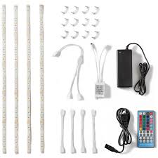 Newhouse Lighting 20 In Rgb With Warm White 3000k Linkable Led Tape Light Kit 4 Strips Power Supply Remote And Connectors Included Ledkit Rgbw The Home Depot