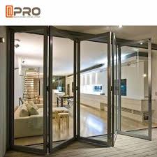 The room is very small and the regular door. Aluminium Exterior Patio Folding Doors Grey Color Thermal Break Double Glass Commercial Accordion Folding Doors Double