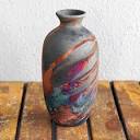 Amazon.com: RAAQUU Koban 7 inch Raku Ceramic Pottery Vase - Carbon ...