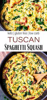 Vegetarian Tuscan Spaghetti Squash Recipe Delicious Little Bites In 2021 Vegetarian Recipes Recipes Clean Eating Recipes