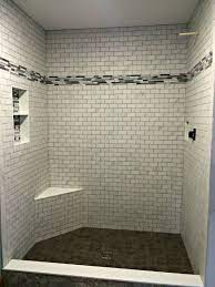 Shower Tile Installed By Hampton Flooring Center In Easthampton Ma Shower Walls Daltile Florentine 2x4 Brick Carr Tile Bathroom Shower Wall Tile Shower Tile