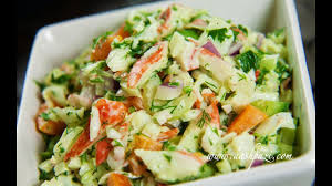 Combine the green onion, celery, bell pepper, salad dressing, and mayonnaise in a bowl and mix well. Crab Salad Imitation Crab Recipe Youtube