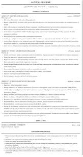 assistant maintenance manager resume