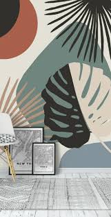 Buy Minimal Yin Yang Monstera 1 Wall Mural Free Us Shipping At Happywall Com Em 2020 Pintura De Parede Criativa Murais De Parede Pintura Parede