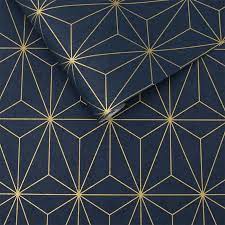 Prism By Graham Brown Navy Wallpaper Wallpaper Direct In 2021 Gold Wallpaper For Walls Gold Wallpaper Bathroom Blue And Gold Wallpaper