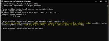 So, that you can use adb or fastboot commands to perform some tasks like adb sideload, installing twrp recovery, flashing etc. Failed To Install Apk In On Adb Install Using Cmd Minimal Adb And Fastboot Stack Overflow