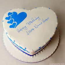 Heart Birthday Cakes For Men With Name Write Name On Blue Hearts Birthday Cake For Lovers Picture In 2020 Happy Birthday Cakes Cool Birthday Cakes Heart Birthday Cake