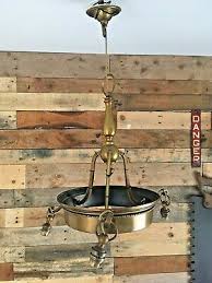 Find vintage ceiling lights for the finishing touches to your renovation project. Large Vintage Ceiling Light Fixture Ring 3 Lamp Antique Brass Chandelier Hook Ebay