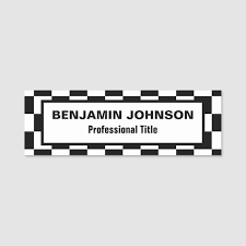 Black And White Checkered Pattern Frame Name Tag Zazzle Com Checkered Pattern Name Tags Black And White