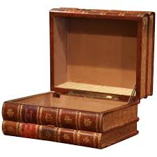 Early 20th Century French Leather Bound Books Decorative Box With Drawer Decorative Boxes Leather Bound Books Modern Decorative Boxes
