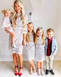 Matching Family Picture Outfits Mom And Me Matching Modest White Lace Dresses Janene Crossley M Matching Family Outfits Family Outfits Family Picture Outfits