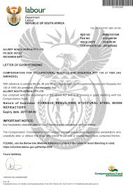 A letter of good standing can be used in many situations. Aluref Letter Of Good Standing From The Department Of Labour