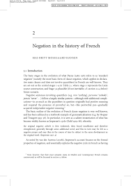 Pdf Negation In The History Of French