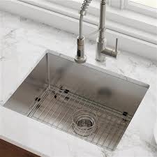 Undermount, small, stainless steel, deep, white. Kraus Standart Pro Undermount Kitchen Sink Single Bowl 23 In X 18 In Stainless Steel Khu101 23 Rona