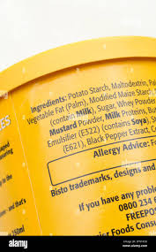 Close-up shot of Bisto Cheese Sauce Mix ingredient list showing E numbers  E322, E621 (focus centre numbers). For food additives, what's in your food  Stock Photo - Alamy