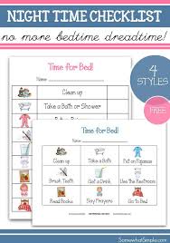 Nighttime Routine Printable Bedtime Checklist For Kids