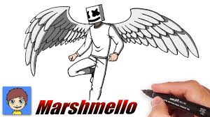 Learn how to draw marshmello How To Draw Marshmallow With White Wings Step By Step Easy Drawings Youtube