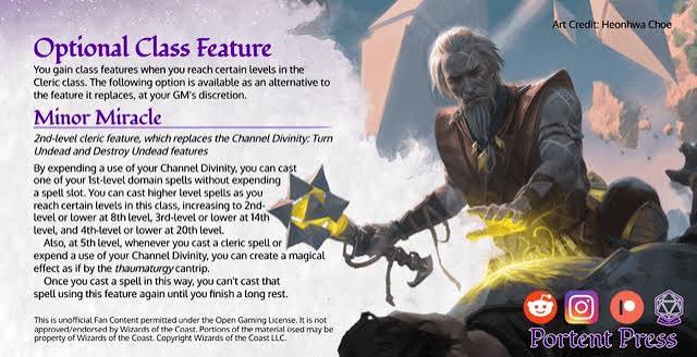Optional Class Feature: Minor Miracle | An alternative for clerics who  struggle to put Turn Undead to good use! : r/UnearthedArcana