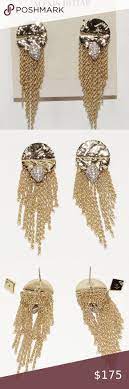 Alexis Bittar Rocky Medalion Chain Fringe Earrings Crystal Dangle Earrings Pink Heart Rings Silver Drop Earrings