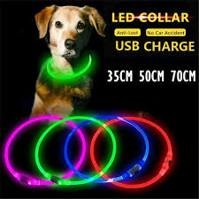3 Modes Rechargeable Led Dog Pet Night Safety Collar Flashing Light Up In The Dark Collar Blue Nylon Flashing Dog Leash Dogs Stuff Wish