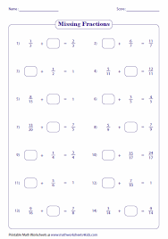 Missing Fractions Like Denominators Fractions Worksheets Fractions Math Fractions Worksheets