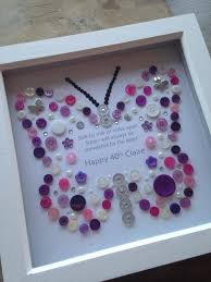 40th Birthday Present Ideas For Sister Button Art Personalised Butterfly Picture 40th Birthday Gift Etsy Button Crafts Button Art 40th Birthday Gifts