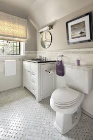 Black And White Bathroom Floor Tile Ideas Bathroom Design Basketweave Tile As Bathroom Floor Tile Ideas With Subway Tile Wall Plus Chair R Classic Bathroom Classic Bathroom Design Traditional Bathroom