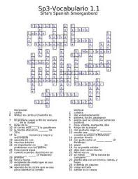 Spanish Avancemos 3 Vocab 1 1 Crossword Crossword Vocab Vocabulary
