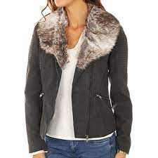 Only Veste Biker Col Fourrure Femme Alba Noir Laboutiqueofficielle Com