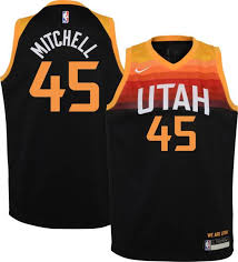 Jazz on court apparel is at the official online store of the nba. Nike Youth 2020 21 City Edition Utah Jazz Donovan Mitchell 45 Dri Fit Swingman Jersey Dick S Sporting Goods