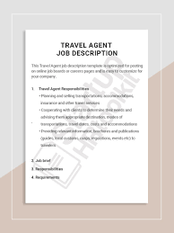 Travel Agent Job Description Job Description Template Job Board Job Description